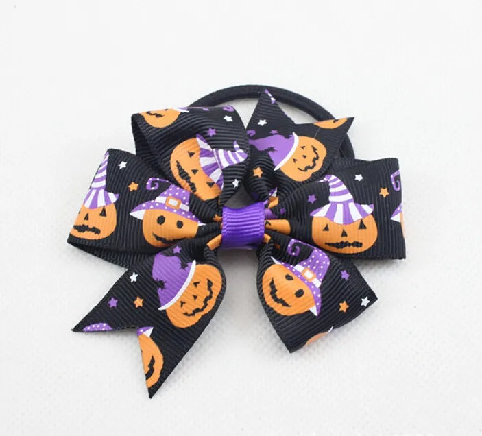 Lycklig Halloween hårbågar Klipp Spook Hair Tie Rope Bow Band Cartoon 3 