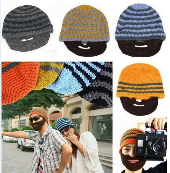 Fashion Mustache hat Handmade Knitted Crochet Beard Hat Bicycle Mask Ski Cap roman knight octopus Cool Funny beanies Gift 