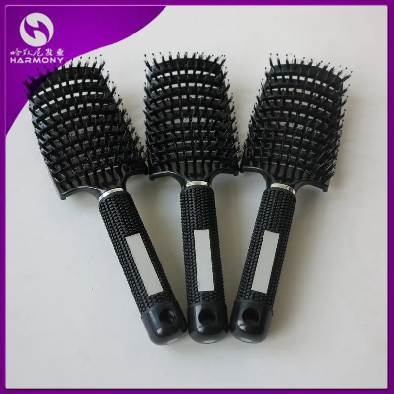 Nouveau 1 pièces peigne à cheveux antistatique chaleur incurvée Vent Salon de coiffure brosse à dents rangées outils de coiffure couleur noir blanc