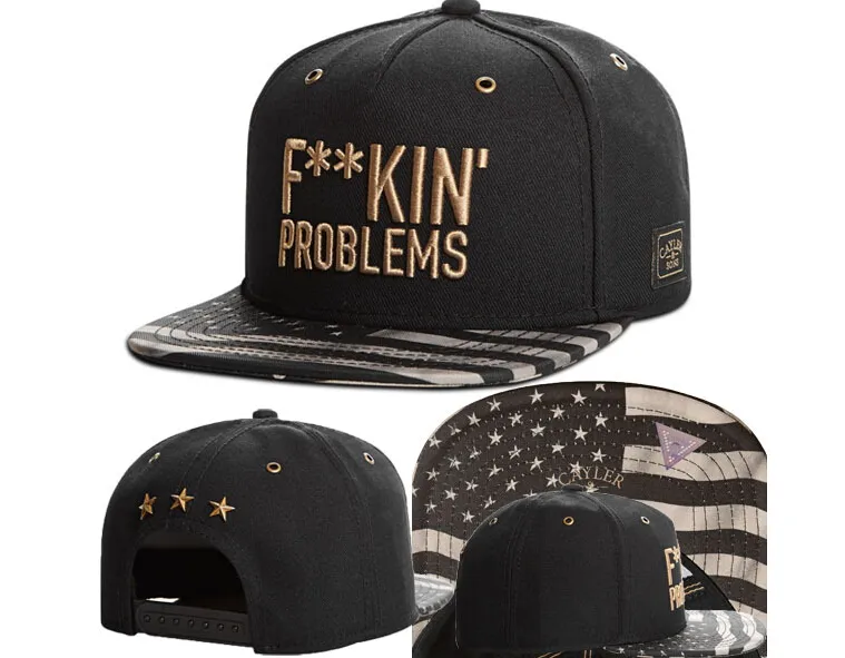 New Infashioncaps Cayler Sons F ** Kin مشاكل سوداء الذهب Snapback Cap خصم Snapbacks رخيصة البيسبول أغطية عيد الميلاد الساخنة