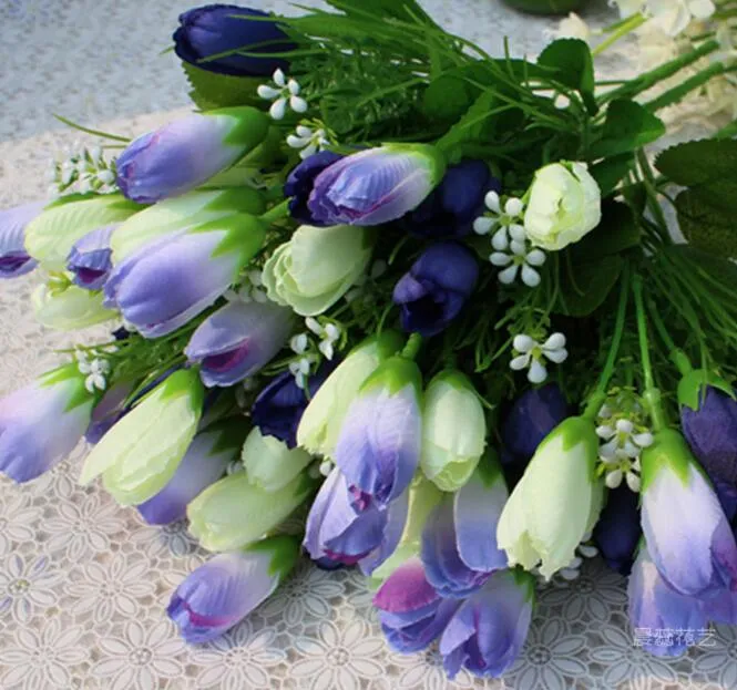 6 bouquets de fleurs de magnolia artificielles faites à la main 15 têtes pour la décoration de bouquet de mariée à la maison de mariage
