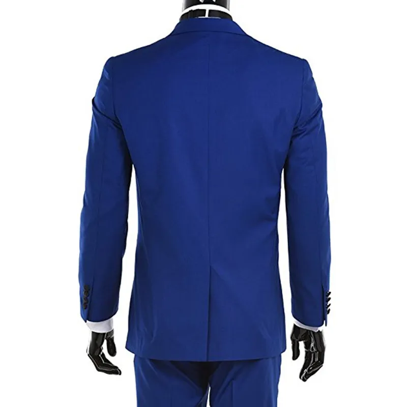 Custom Made Hot Sale Azul Royal Ternos Preto Lapela Homens Ternos Slim Fit Ternos Do Noivo Do Casamento Smoking 2 Peça paletó + Calça