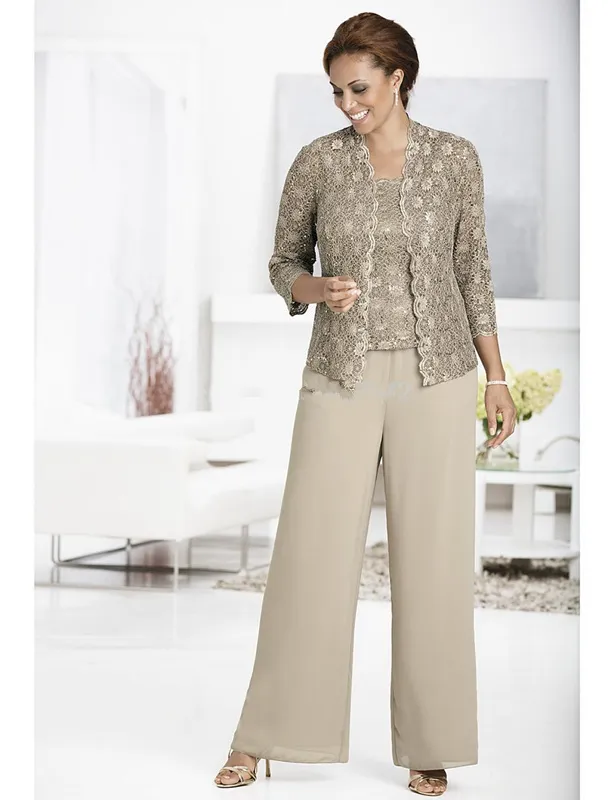 Chic Chiffon Lace Pant Suit For Mother Of The Bride/Groom Perfect For Bridal  Weddings And Evening Upcoming Events Style C295S From Wedswty68, $139.13