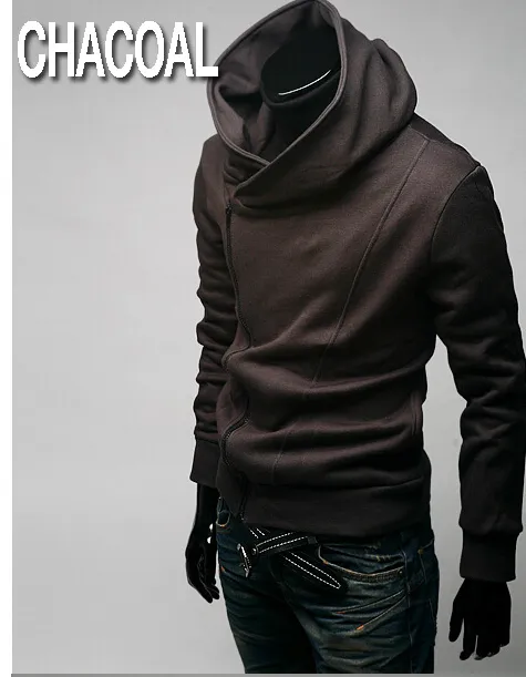 Dorp Shipping 2015 Hot Brand New Diagonal Zipper Men's Hoodies Sweatshirts Jacka Coat Size M, L, XL, XXL, XXXL