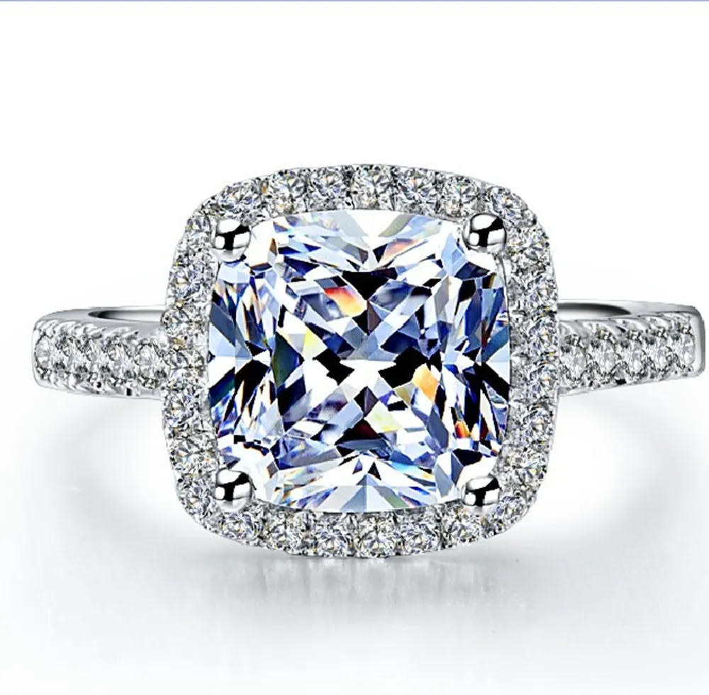 Whole 3 55CT Princess Synthetic Diamond Engagement Ring Set For