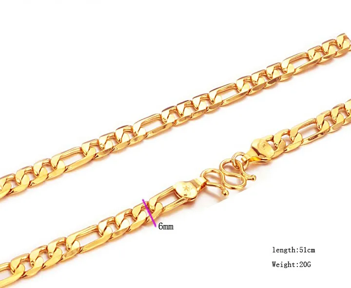 Wholesale Price 20inches 20g 18K Solid Yellow Gold Filled/Plated Mens Link Necklace Chain Long Necklace Men Jewelry