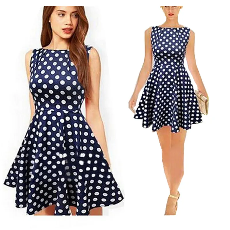 플러스 사이즈 드레스 2015 캐주얼 드레스 유럽의 새로운 대형 사이즈 여성 여름 드레스 스티치 점 TuTu 저렴한 여자 드레스 HOT SALE