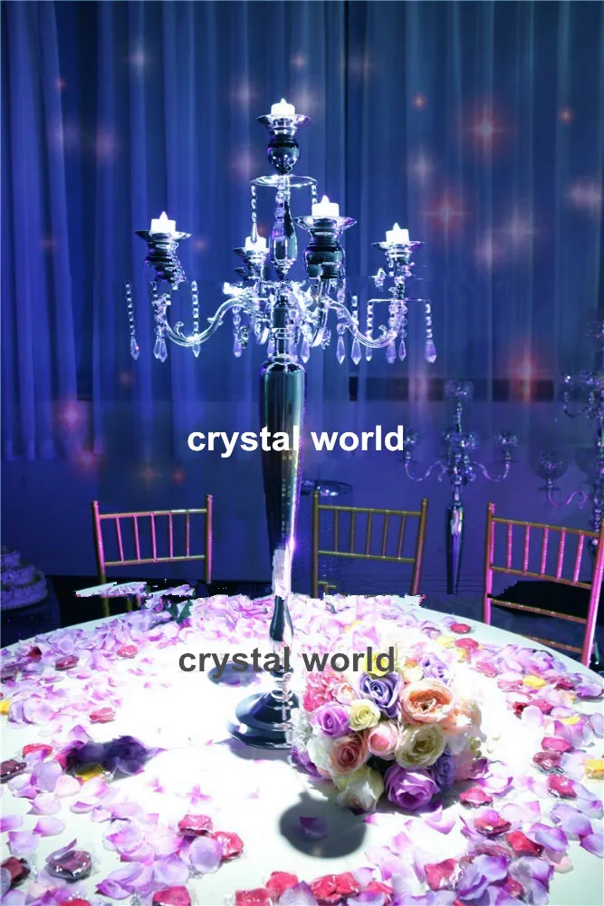 Vendita calda! Candeliere da matrimonio in cristallo per tavoli