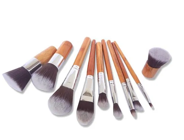 Professioneller Pinsel 11 StückMake-up-Pinsel mit Bambusgriff, 11 Stück Make-up-Pinsel-Set, Kosmetik-Pinsel-Sets, Werkzeuge, DHL-freies Verschiffen, gute Qualität