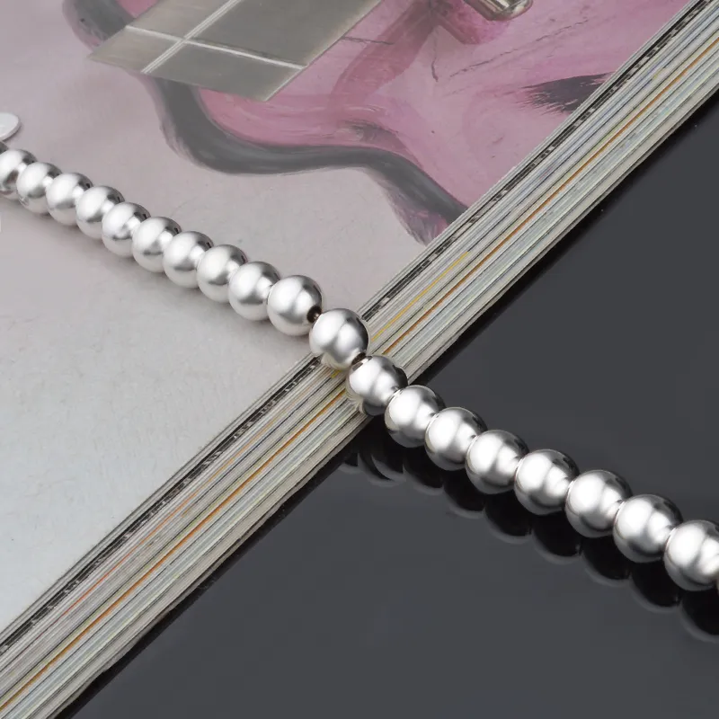 Gratis frakt med spårningsnummer topp försäljning 925 silver armband 6m ihåliga pärlor armband silver smycken 20st / mycket billigt 1599