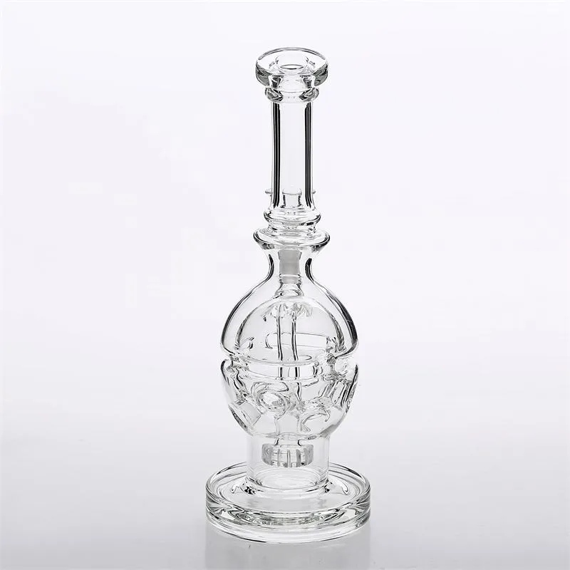 Skull Glass Bongs With Random Bowl Joint Size 14.4mm 26cm tire perc Feb Egg Glass Bongs Water Pipes Two Fuction Hookahs
