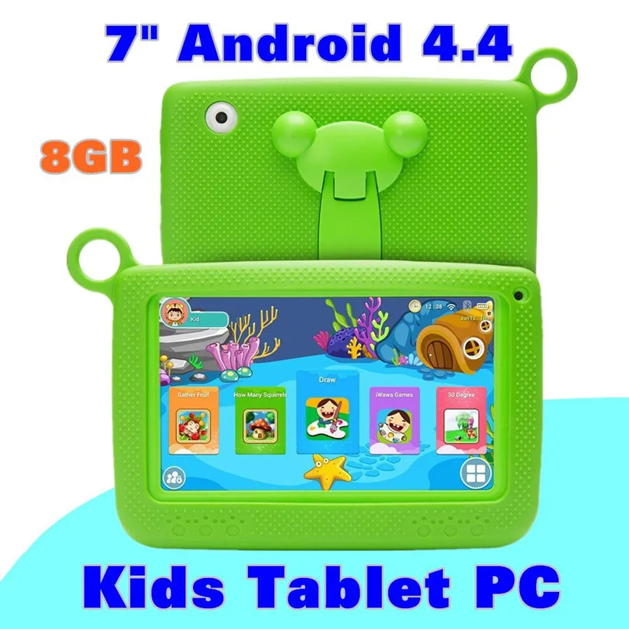 Kids Brand Tablet PC 7 "Quad Kern Kinder Tablet Android 4.4 Allwinner A33 8GB Google Player WiFi + Big Lautsprecher + Schutzabdeckung