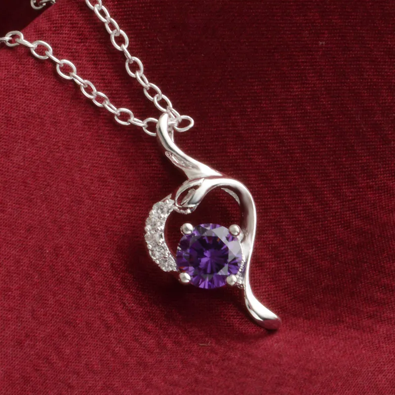 fashion high quality 925 silver angel with Purple diamond jewelry 925 silver necklace Valentine's Day holiday gifts Hot 1692