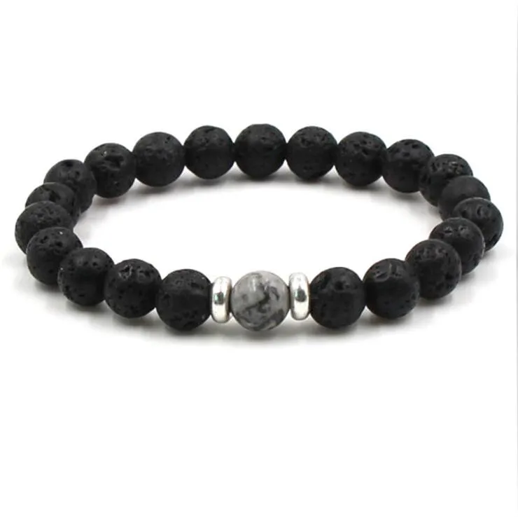 10 couleurs 8 MM perles de pierre de lave noire Bracelet élastique diffuseur d'huile essentielle Bracelet roche volcanique perles cordes à la main