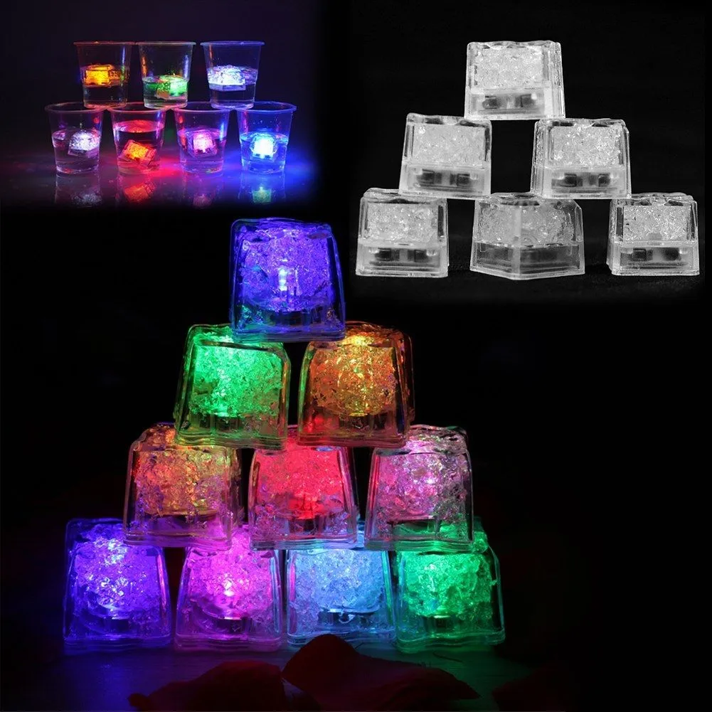 Decorazione Fornitura Flash Cubo di ghiaccio LED Colore luminoso in acqua Luce notturna Festa di nozze Natale