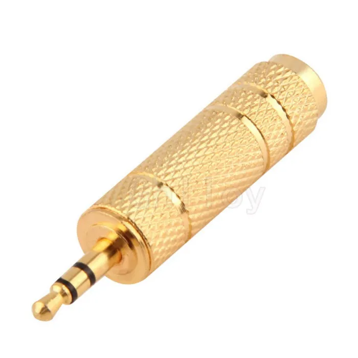 Złoty mikrofon 6.5mm Kobieta do 3,5 mm Mężczyzna Stereo Jack Audio Adapter Converter Convertor Plug