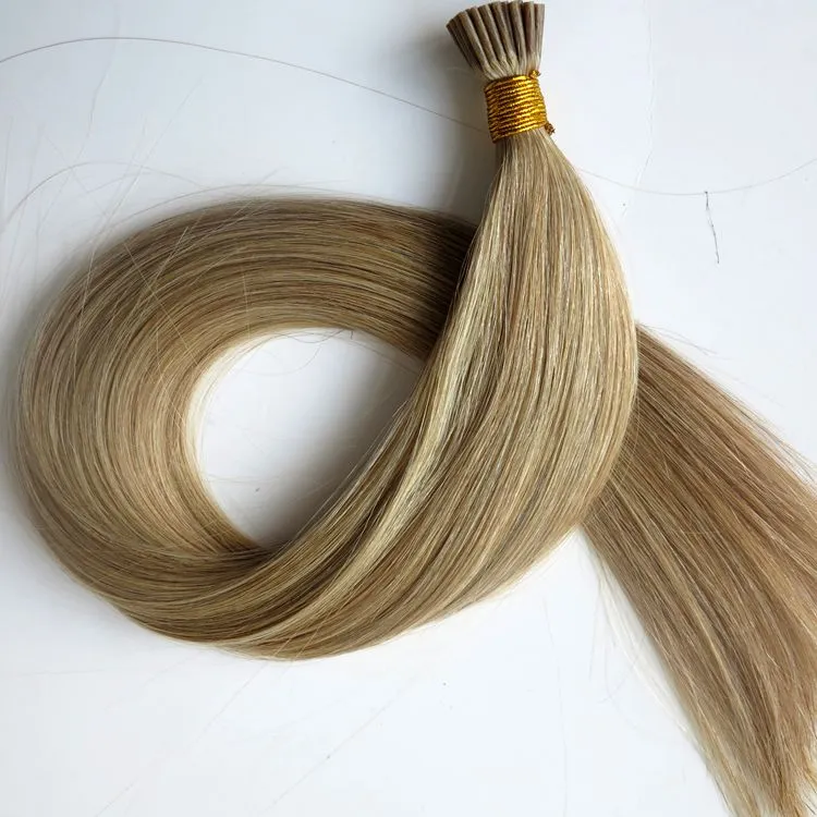 Pre Bonded I Tips Brasilianska Human Hair Extensions 50g 50Strands 18 20 22 24In M8613 Rak Indiska Hårprodukter