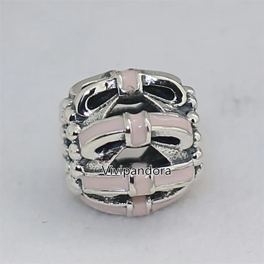 925 sterling silver söta känslor charm pärla med rosa emalj passar europa pandora stil smycken armband halsband hänger