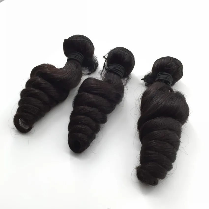 Brazilian European Indian Virgin Hair Weave Loose Wave Middle Part Silk Base Closure With Bundles 8A Human Hair Extension