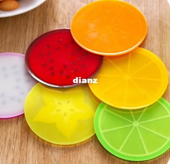 Moda Hot Fruit forma coasters silicone rodada coasters isolamento térmico pad tapete antiderrapante xícara