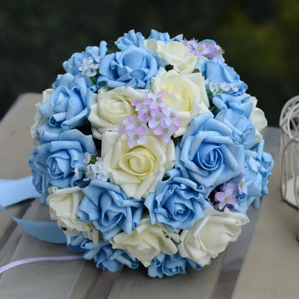 New Wedding Bridal Bouquets PE Ribbon Artifical Roses Set Wedding Bridesmaid Bouquets Party Flowers Ball Christmas Table Dec6272049