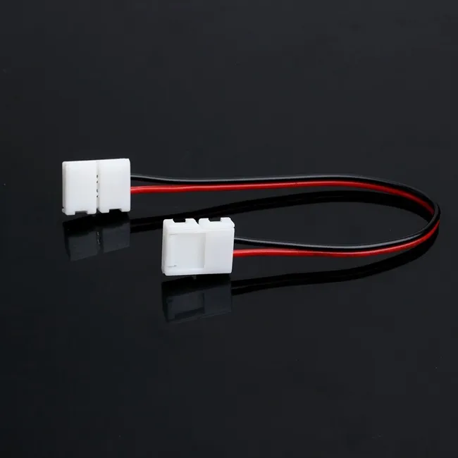 10mm 2pin LED strip connector wire for 5050,5630,5730 single color strip, free solder connector wire