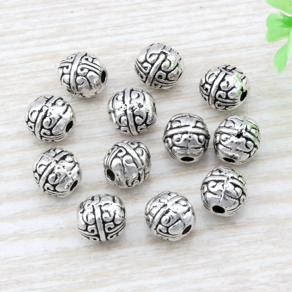 핫! 200PCS 골동품 실버 합금 절묘한 스페이서 비즈 7.5x8mm 유럽 스타일 매력 팔찌 목걸이에 맞는