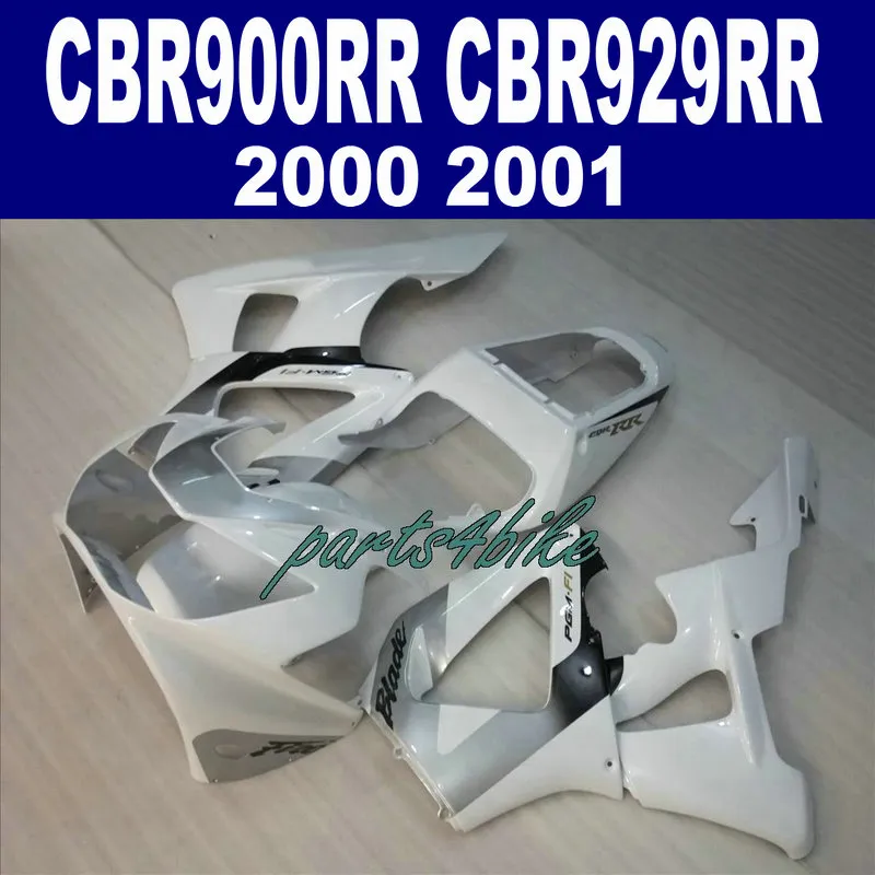 Motorcykelfeedningar för Honda CBR929RR Fairing Kit CBR 929 2000 2001 Vit Silver Plastic Korkits CBR 900 RR 00 01 CBR900RR HB94