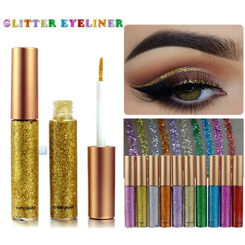 Makeup Glitter Eyeliner błyszczące długotrwały płynny oka Liste oka ołówki do cienia do powiek z 10 kolorami do wyboru