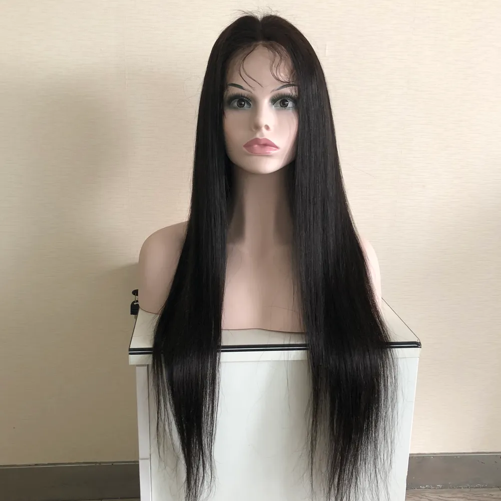 100% Virgem Brazilian Human Hair Lace Wigs # 1 # 1b # 2 # 4 130% Reta Lace Perucas 10 "-30"