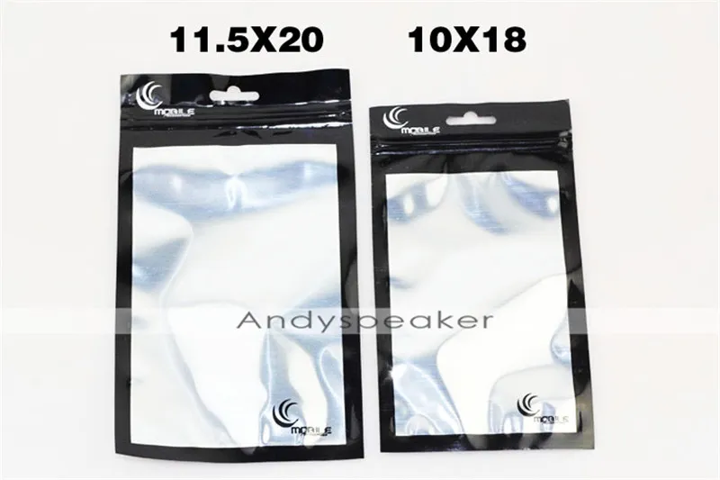 Zipper Packaging 20*11.5cm 18*10cm Bag Clear+Alum Plastic Package Pouch For iPhone For Sumsung Accessories /up