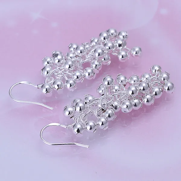 Brand new sterling silver plate Grape Pearl Earrings DFMSE008,women's 925 silver Dangle Chandelier earrings a 