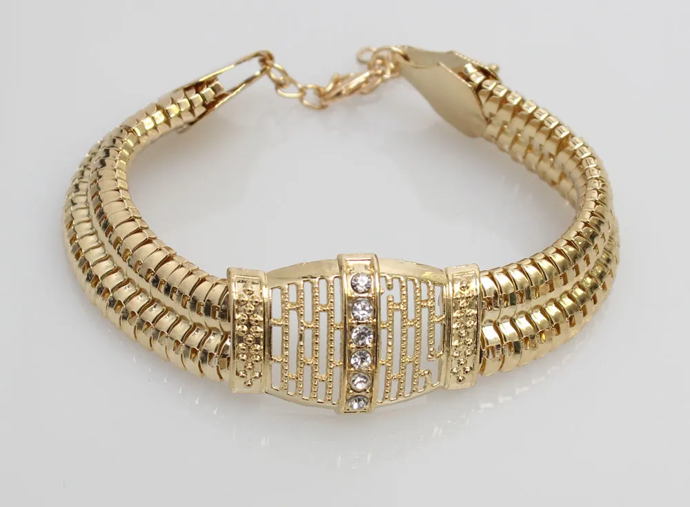 Gratis frakt 18k guld fylld Dubai afrikansk vit österrikisk kristall halsband armband örhänge ring bröllop / brud smycken set