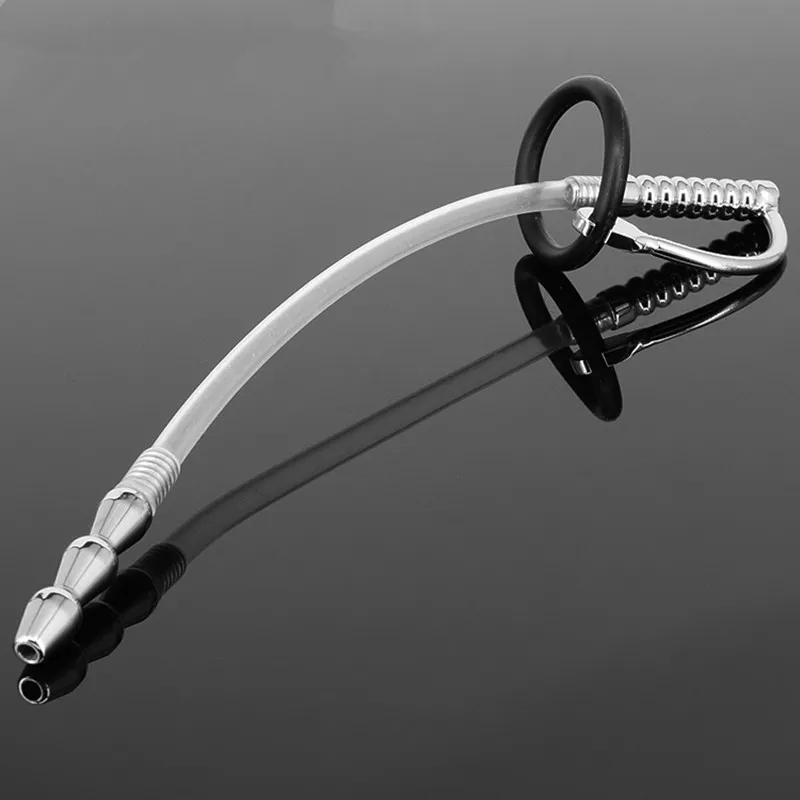 Silicone Male Urethral Catheter Prince Albert Jewelry Penis Stretching Sex Toys Stainless Steel Plug Sounding Tool 603