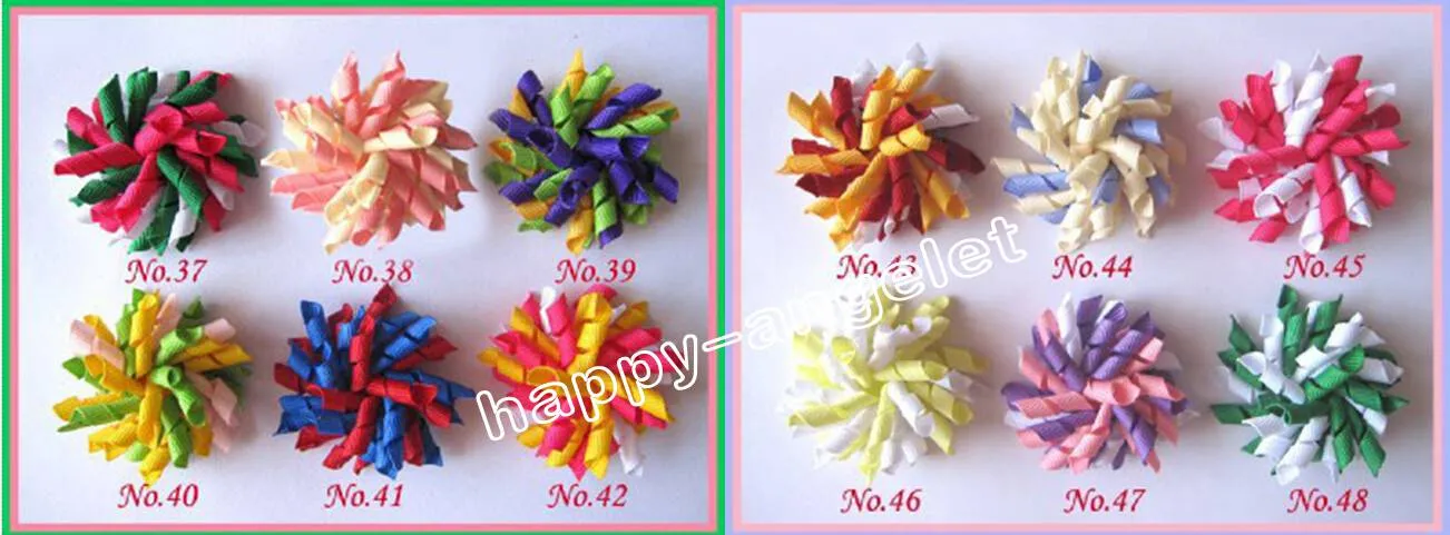 baby flower hair bows 3.5" Korker Hair bow, hairs clips, grosgrain ribbon bows Corker satin hairband flowers PD007