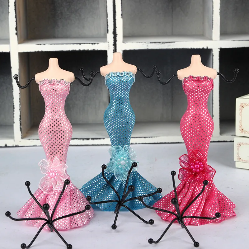 Gratis Verzending 4 Kleuren Sieraden Houder Box Mermaid Organizer Oorbellen Kettingen Display Stand Sieraden Stand