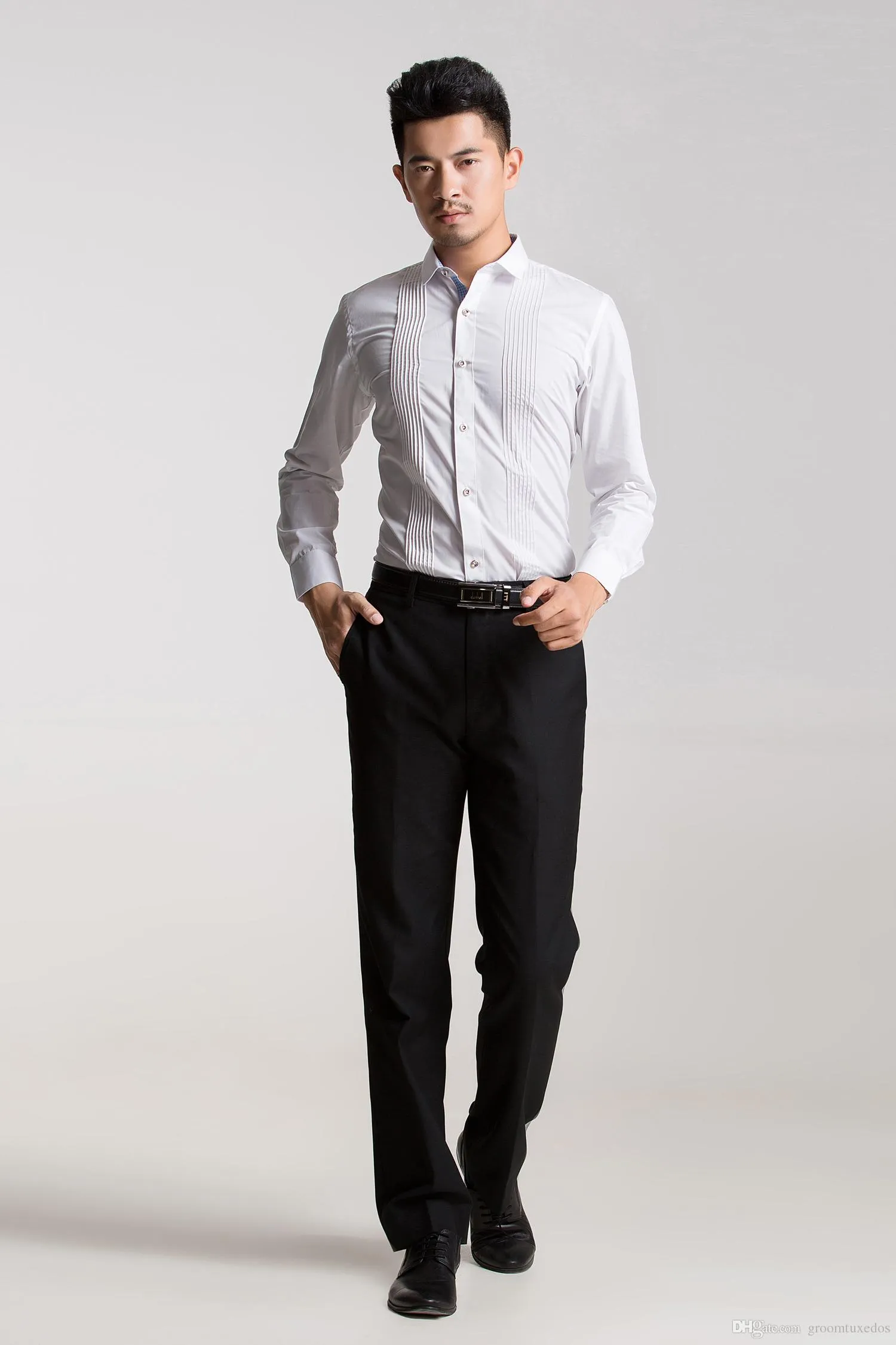 Vendita camicie da sposo di alta qualità Camicia da uomo migliore Camicia bianca a maniche lunghe Accessori da sposo 01