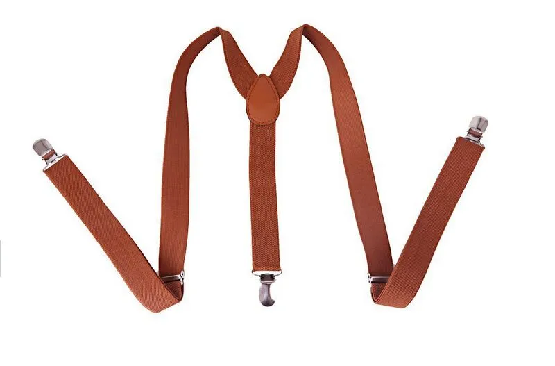 Clip-on Suspenders Elastic Candy Y-Shape Justerbara hängslen 31 färger 2,5 cm bred för Unisex män Kvinnor Thanksgiving Day julklapp