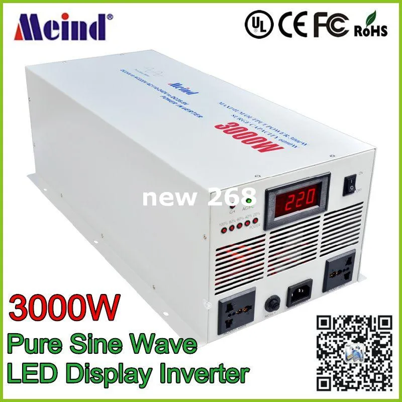 피크 6000W 태양 인버터 충전기 배터리 3000W 순수 사인파 자동차 전원 인버터 DC 24V to AC 220V 자동 전원 변환기