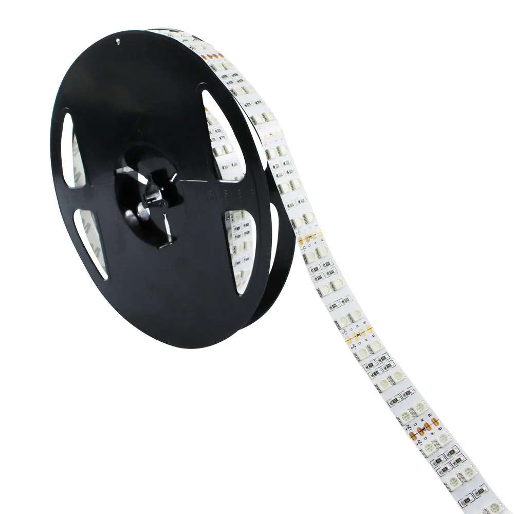 LED-strip SMD 5050 RGB 120LED / M Flexibele strip Licht 600LED Dubbele rij No-Waterdicht DC12V RGB wit / warm / wit / blauw / rood / groen