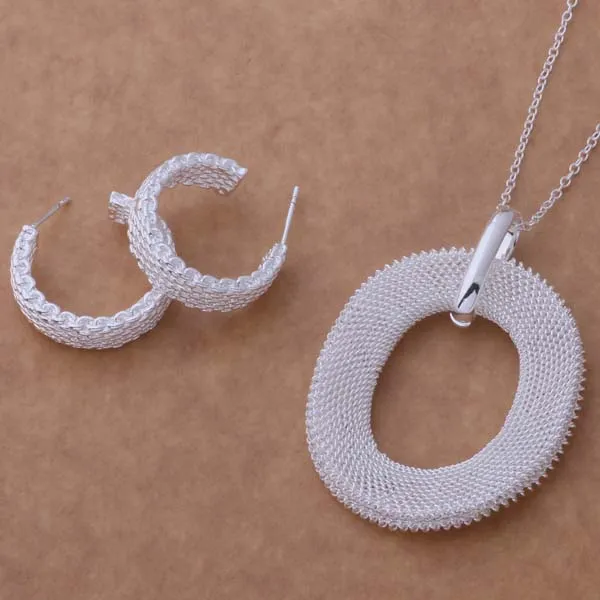Conjunto de joias de moda mista 925 brincos de colar de prata para as mulheres enviarem presentes para sua namorada/esposa frete grátis /lote 1466