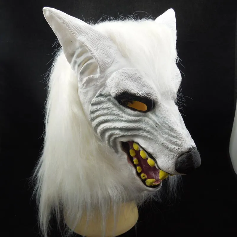 Nova máscara de lobo branco animal cabeça traje látex halloween festa máscara carnaval masquerade bola decoração novidade presente de natal 3013203