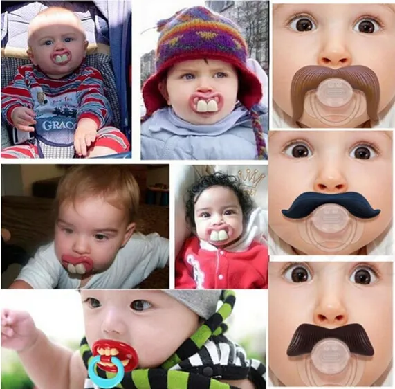 Vente chaude Bébé sucette drôle Mignon Dents Moustache Bébé Garçon Fille Infantile Sucette Orthodontique Dummy Barbe Mamelons Sucettes en toute sécurité