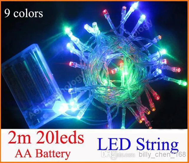 Batteria a secco 2m 20 LED stringa Mini lucine alimentate a batteria Bianco/Bianco caldo/Blu/Rosso/Giallo/Verde/Rosa/Viola/multicolore