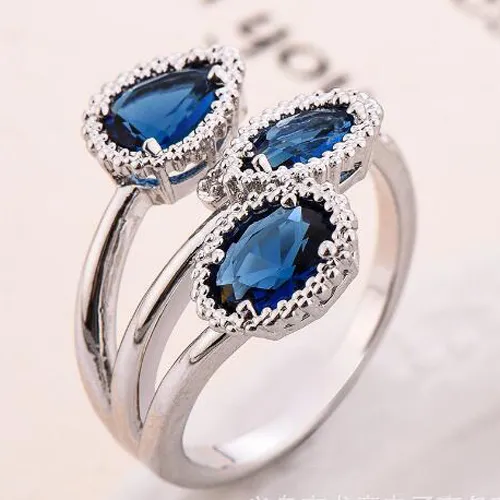 Unique Christmas Gift Drop Red Kunzite Black Onyx Blue Topaz Cubic Zirconia Crystal Gemstone Russia 925 Sterling Silver Wedding Rings