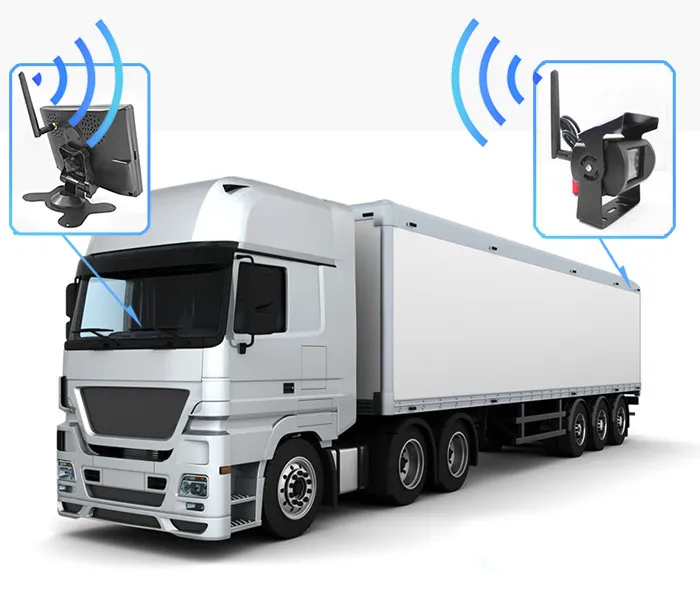100m 2.4 GHz Wireless Achteraanzicht CA 7 "800 * 480 LCD-auto-monitor + back-upcamera achteruitkijkcamera voor vrachtwagen trailer bus parkeren videosysteem