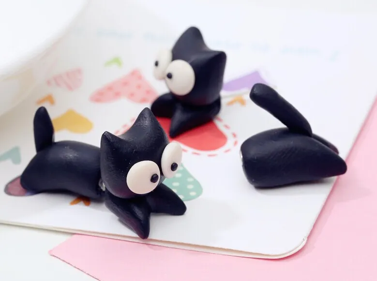 Personalized Polymer Clay Accessories Earring For Women Lovely Cartoon Cat Ear Stud Fashion Earrings Wholesale 