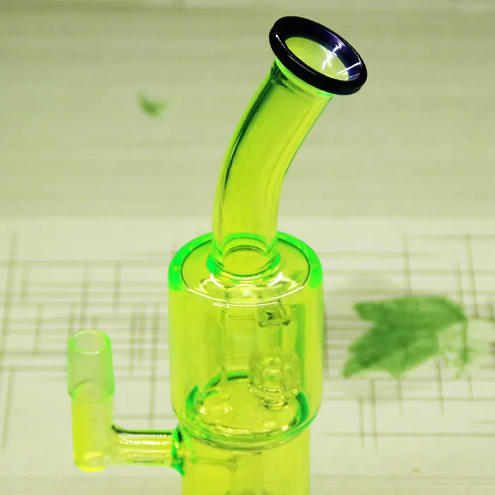 Fluorescent green glass bongs smoking water pipe With Domeless Titanium Nail for tobacco and oil rig 18.8MM Jiont 