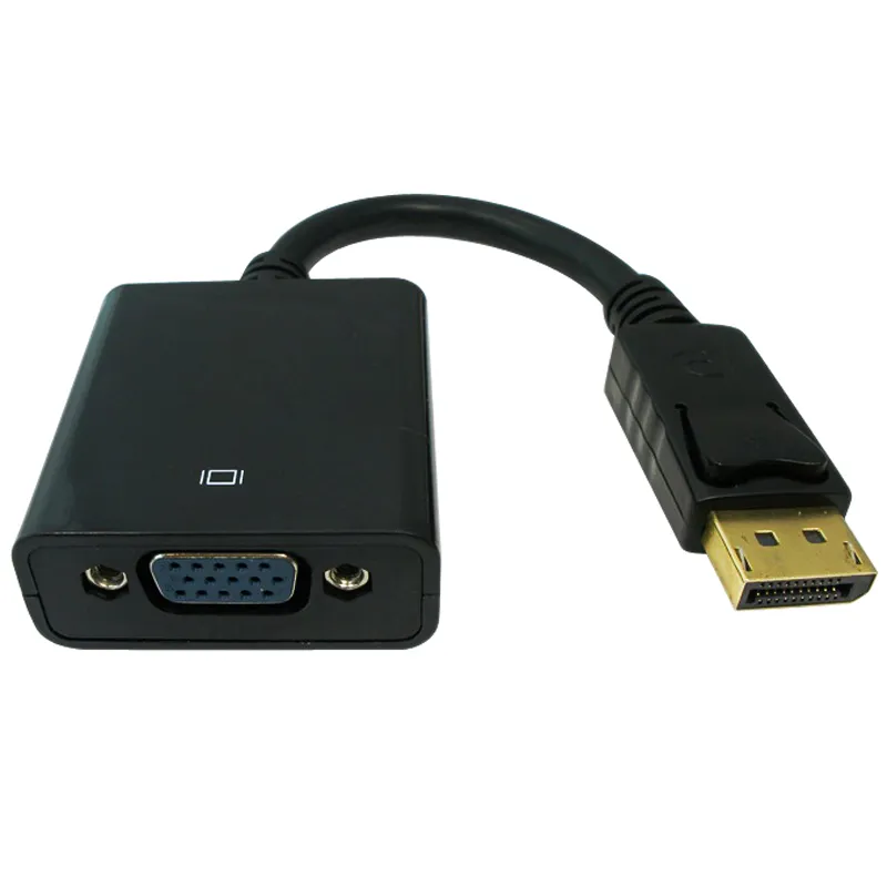 DP till VGA Display Port Male till VGA Kvinna Audio Video Converter Adapter Kabel för Mac MacBook Pro Air Black Case C07DV-1