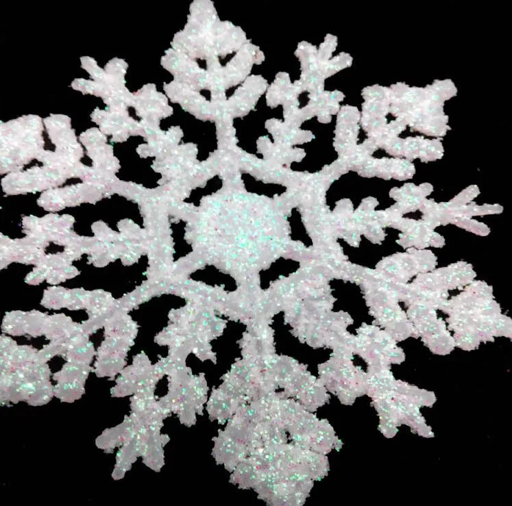 Floco de neve ornamento de 4 polegada de plástico de Natal enfeites de floco de neve acessórios de Natal acessórios pingente de Floco De Neve com pó CN03